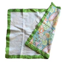 Vintage Farm Animals Baby Crib Blanket Cotton Nylon Binding Green Pastels 80s