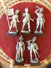 5 Vintage Italian French American Colonial period soldiers plastic wood statues 