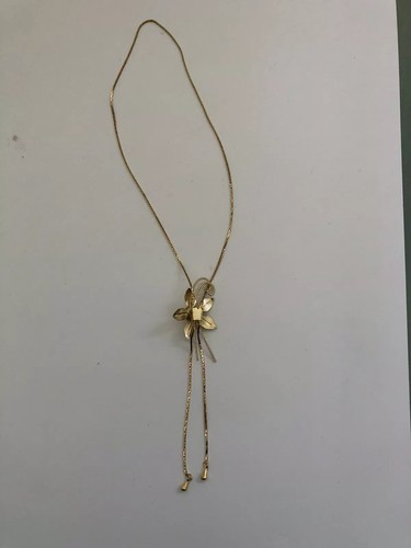 Vintage Jonell Gold 3-D Mesh Rose Bolo Lariat Rossetta Necklace Adjustable - Picture 6 of 12