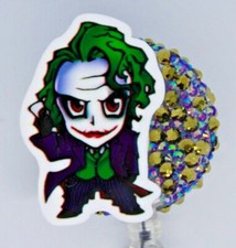 Joker Badge Reel Retractable 24" Swivel Alligator Clip DC Batman Dark Knight