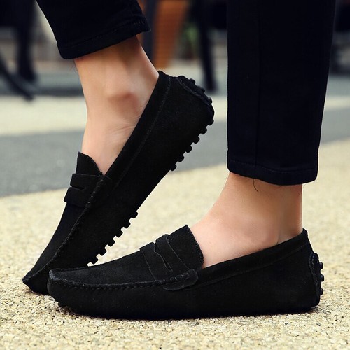 Suede Leather Men Casual Shoes Loafers Driving Moccasins Slip on Leather Shoes - Picture 16 of 61
