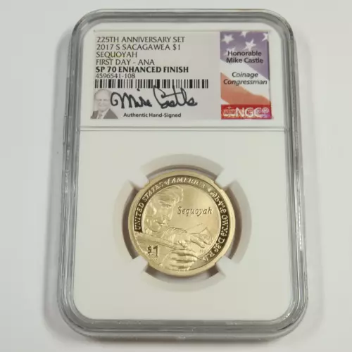 2017 S NGC SP70 Enhanced Finish Sequoyah Sacagawea Dollar $1 US Coin #53098A