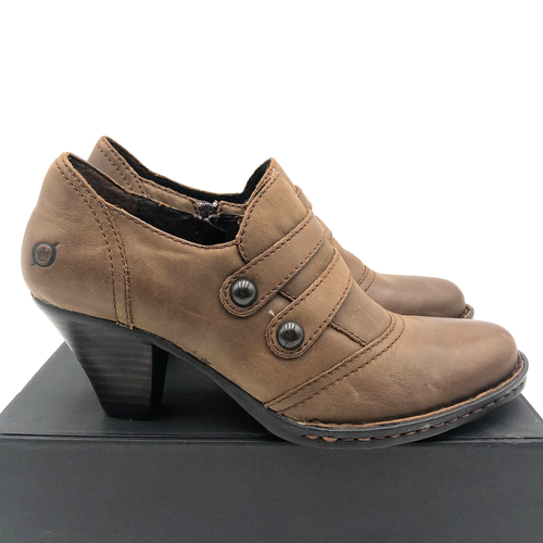 Born Booties Women's 6.5 M Ankle Brown Leather Zipper Heeled Round W61718 - Picture 6 of 10