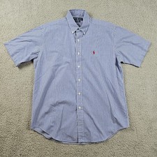 Vintage Ralph Lauren Shirt Mens Medium Blue Gingham Check BLAKE Casual Preppy