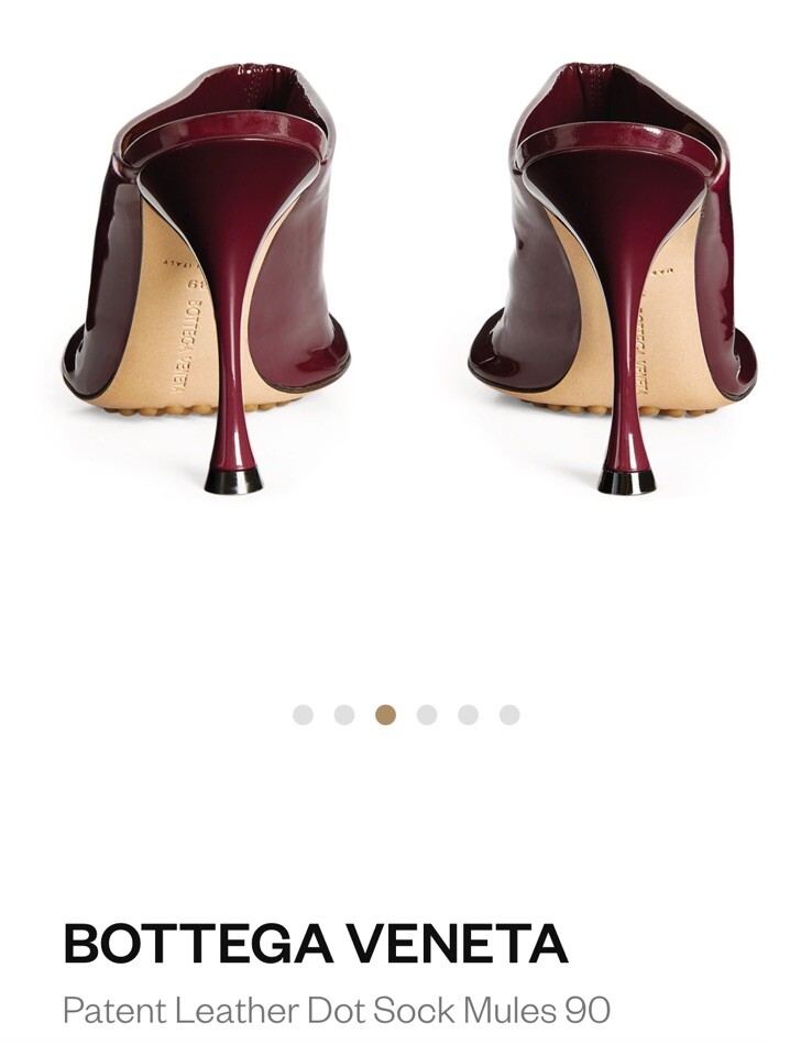 Bottega Veneta Burgundy Patent Leather Dot Sock Mules Shoes