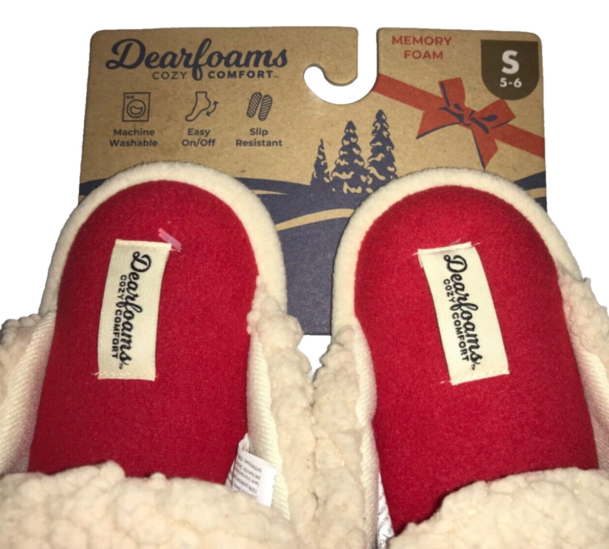 DEARFOAMS NEW SHERPA SLIPPERS 5/6 OFFICIAL COOKIE TESTER MEMORY FOAM COZY COMFRT