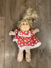 Rare Vintage Cabbage Patch Kid Hard Plastic Square Body Blonde Hair Green Eyes