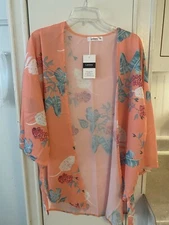 Lacozy Beautiful Over Blouse New With Tag Orange Multi Polyester Size Large 