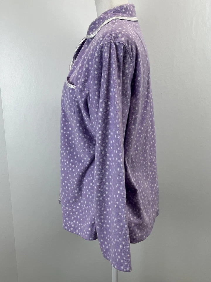 Conjunto de pijama polar Aria talla X-grande usado en excelente estado lunares morados para mujer suave 2 piezas Foto 3 de 4