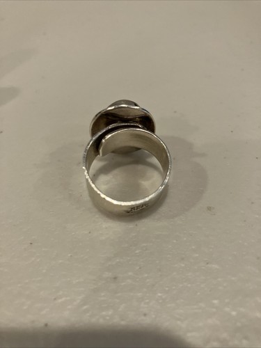 Estate Jewelry Vintage Mexican Foil Art Glass Sterling Silver Ring Size 8 - Picture 6 of 11
