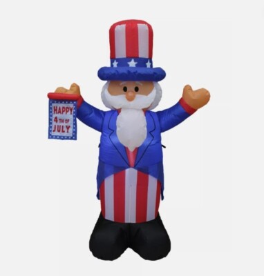 4' Patriotic Inflatable American Happy 4th of July Flag Uncle Sam Decoration