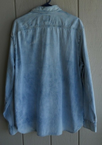 Mens XXL American Eagle Acid Washed Cotton Button Down Long Sleeve Shirt Chest52 - Picture 2 of 10