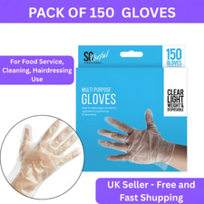 Plastic Disposable Gloves – 150x Protective Gloves for Food, Cleaning, Hairdress