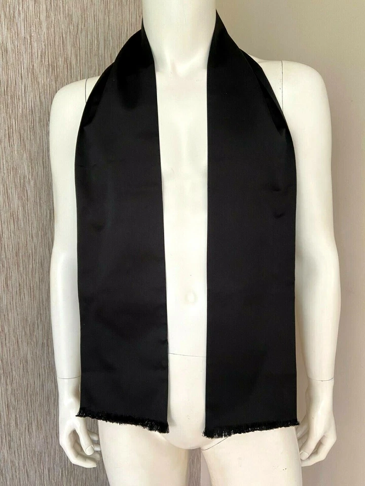 HUGO BOSS Negro Seda Bufanda y Lazo Set Corbata Hecho en Italia Venta Nuevo Caja - Imagen 4 de 4