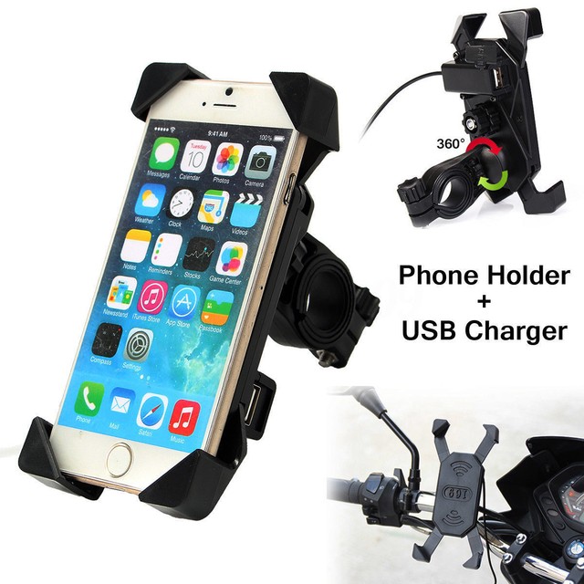 Cell Phone GPS Mount Holder ATV 3.5"7" With USB Charger For Motorcycle