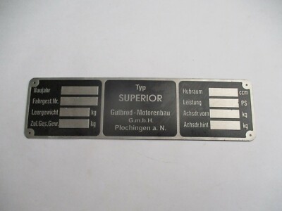 Nameplate sign superior gutbrod vintage car