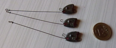 Lot De 3 Anciennes Têtes De Poissons Lestées - Plombs De Pêche Vintage - Matériel Traditionnel