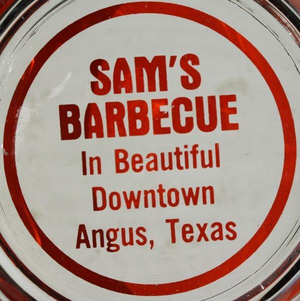 1960-70s Era Angus Texas Sam's Barbecue Downtown Restaurant glass
