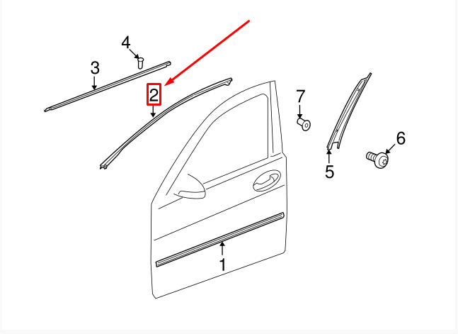 MB S W221 Front Right Top Window Frame Garnish Molding A2216980280