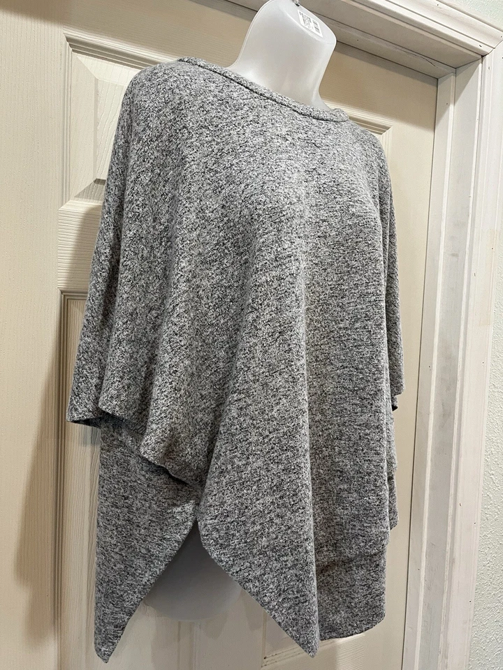 Женский свитер пончо Gibson Latimer маленький серый шерстяная смесь на молнии сбоку - Изображение 3 из 4