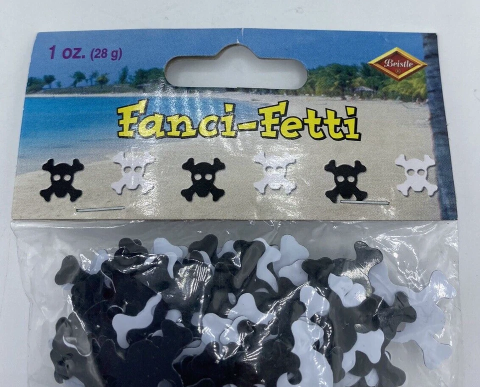 Halloween Calavera Huesos Cruzados Confeti Lote 2 Negro Blanco Pirata Fiesta Decoración Artesanía Foto 4 de 4