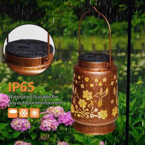 2 Pack Solar Lanterns Outdoor Waterproof Hummingbird Garden Decor Birthday Gi... - Picture 6 of 7