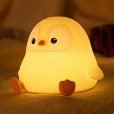 Adorable Penguin Night Light - Rechargeable Silicone Lamp, Dimmable Nursery Deco