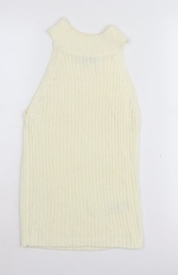 Next Damen elfenbeinfarben hochgeschlossen Strickweste Größe 6