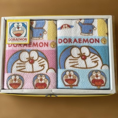Doraemon Hand Towel Set, 2pcs, Pink/Blue, Character Towels, BoxedNot Shipped in