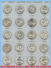 1916 - 1947 Walking Liberty Half Dollar Coin Lot ~ P D S ~ AU UNC UNCIRCULATED
