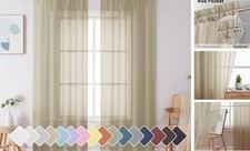 Sheer Curtains 84 Inches Long 2 Panels, Light 42"W x 84"L Pack of 2 Taupe
