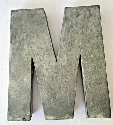 Anthropologie Zinc Metal Letter ''M'' Wall Plaque Modern Industrial