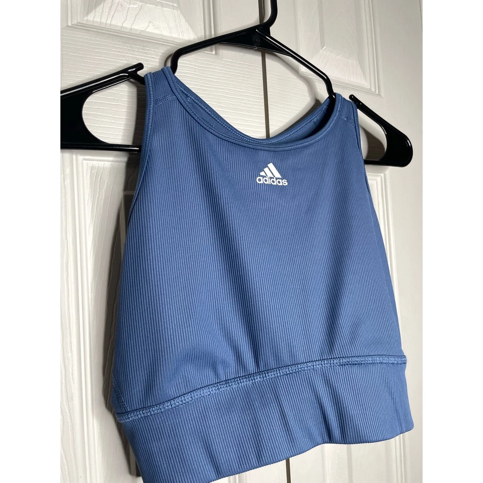 Adidas Sports Bra Blue High Neck Womens Size Large - Изображение 2 из 4