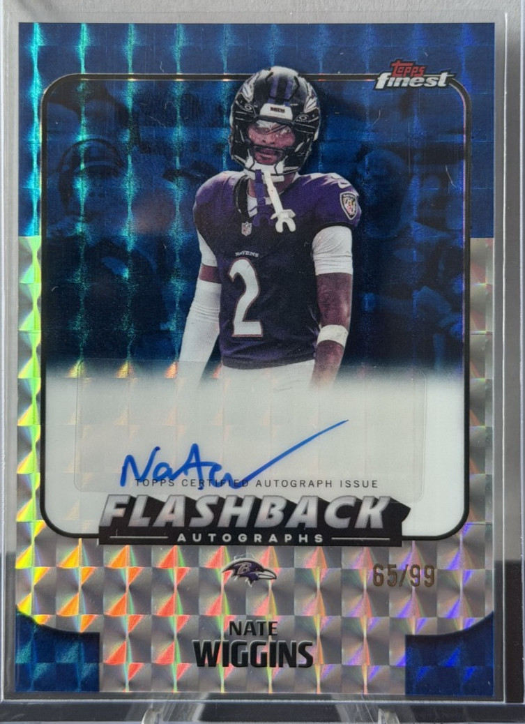 2025 Topps Finest - Blue Geometric Flashback Auto /99 - Nate Wiggins #FBA-NW