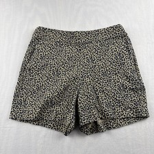 J. Crew Shorts Leopard Cheetah Print Women  s Size 2 100 Cotton Zip Side Pockets