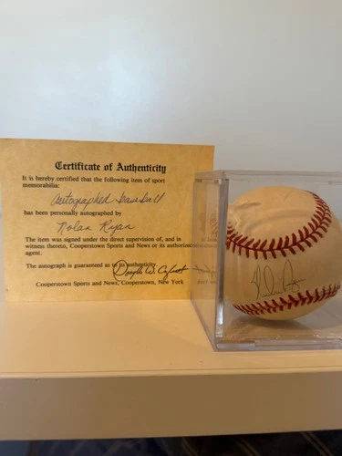 Nolan Ryan Signed OAL Baseball Cooperstown Sports COA Bobby Brown AL Ball