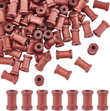 100Pcs Mini Wooden Spools 0.8Inch Empty Natural Wood Spools Wire Weaving Bobbins