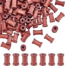 100Pcs Mini Wooden Spools 0.8Inch Empty Natural Wood Spools Wire Weaving Bobbins