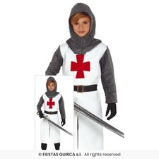 Medieval Knight Costume Armed Guard Kids Templar Book Day Fancy Dress Outfit Age