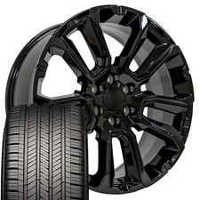 Oe Wheels Cv68 22x9 Black Wheels Goodyear Touring Tires Set 6x139.7 28 Et