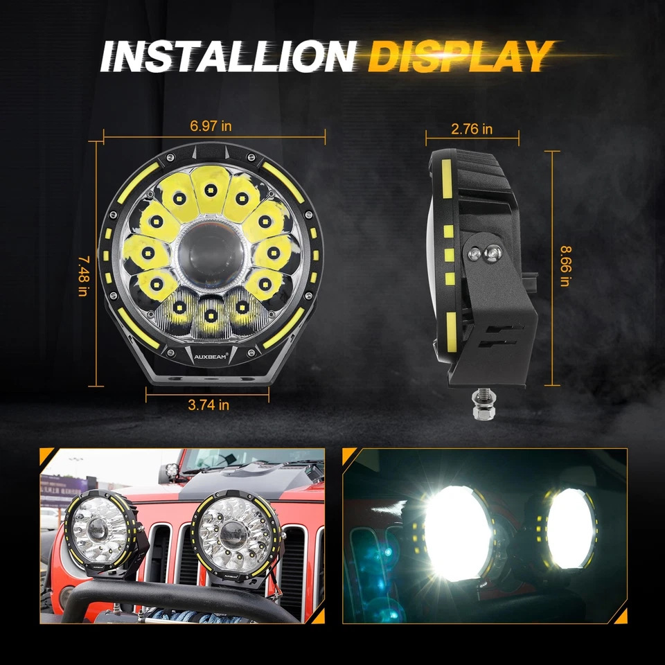 4x Auxbeam 7" pulgadas LED Pods Lente Offroad Luces de conducción Luz puntual para Chevrolet Foto 3 de 4