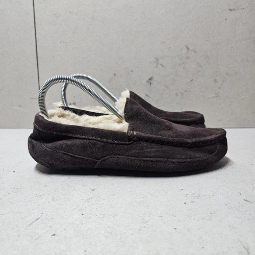 UGG 1101110 ASCOTT MOCASSINI UOMO PELLE SCAMOSCIATA FODERATI PELLICCIA SINTETICA MARRONE UK6 EU40