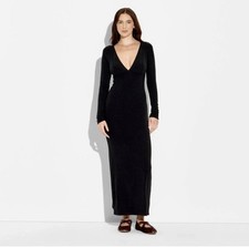 Women Cozy Long Sleeve Maxi Empire Waist Dress - Wild Fable Maxi Black Dress