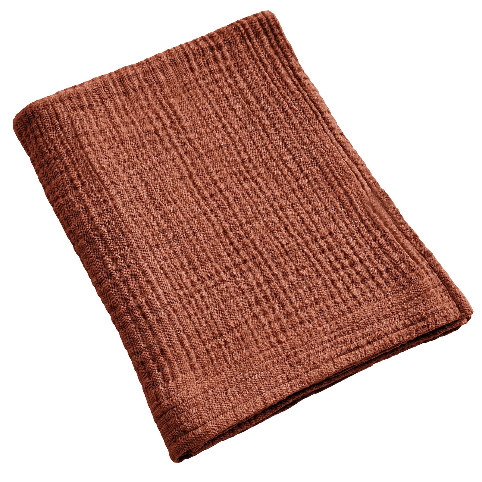 Serviette de bain 90x150 cm gaze de coton terracotta grand drap de douche