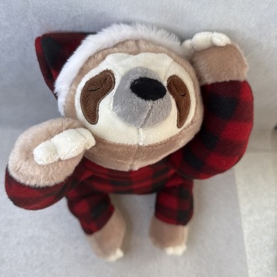 Ganz Plush Festive Pajama Sloth NEW 15  HX11727 Christmas Red Plaid Pajamas CUTE