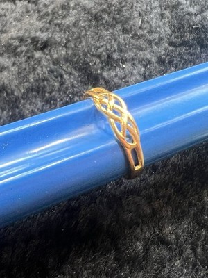 10 Karat Gelbgold Ring mit Wirbel-Design und offenem Ende/Zehe Größe 3 (156)