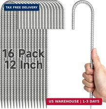 16Piece Tent Stakes Heavy Duty, 12 '' Rebar Stakes Ground Anchors High Wind, J S