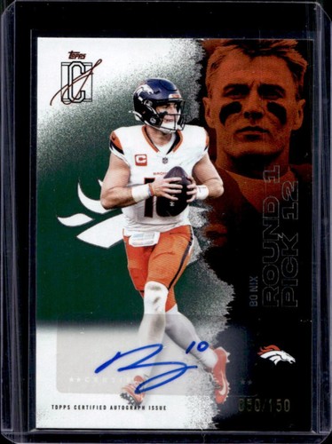 2025 Topps Signature Class Bo Nix Veteran Auto Green Foil #/150 Broncos
