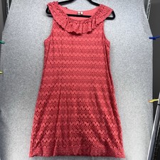 Madison Womens Dress Size L Orange Round Neck Off the shoulder Sundress Knee