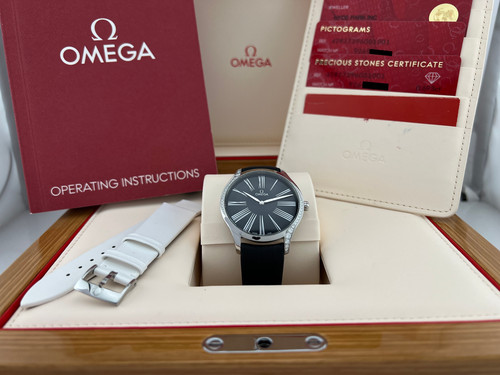 Omega De Ville Tresor 428.17.39.60.01.001 39mm Diamonds Steel Box Papers